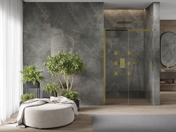 Mexen Omega drzwi prysznicowe rozsuwane 140 cm, transparent, złote - 825-140-000-50-00