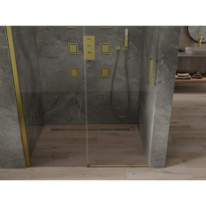 Mexen Omega drzwi prysznicowe rozsuwane 140 cm, transparent, złote - 825-140-000-50-00