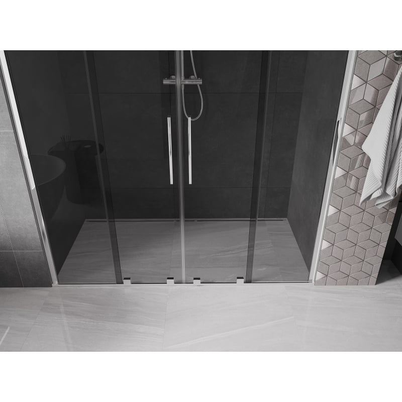 Mexen Velar Duo drzwi prysznicowe rozsuwane 180 cm, grafit, chrom - 871-180-000-42-01