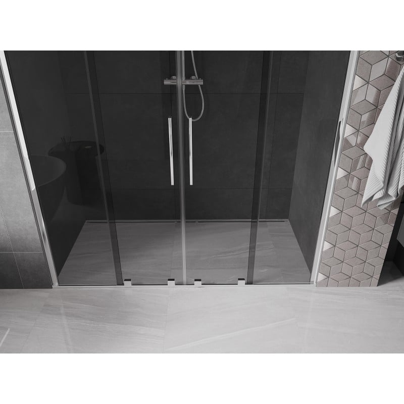 Mexen Velar Duo drzwi prysznicowe rozsuwane 200 cm, grafit, chrom - 871-200-000-42-01