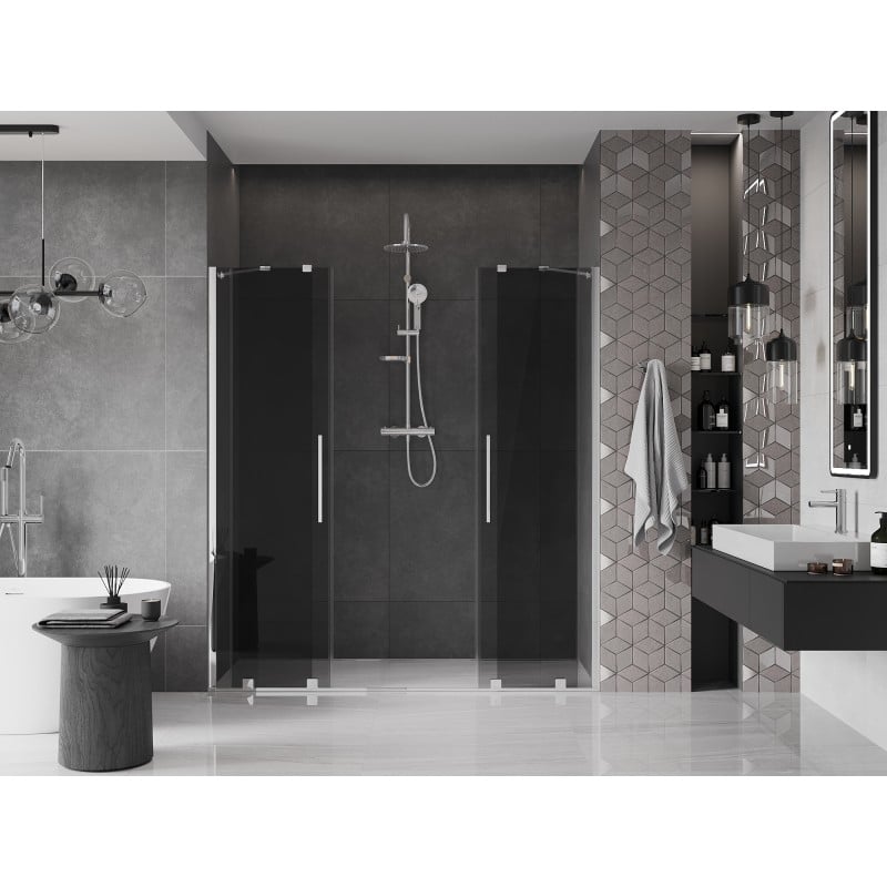 Mexen Velar Duo drzwi prysznicowe rozsuwane 200 cm, grafit, chrom - 871-200-000-42-01