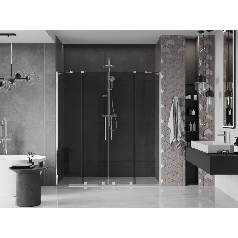 Mexen Velar Duo drzwi prysznicowe rozsuwane 200 cm, grafit, chrom - 871-200-000-42-01