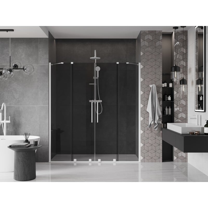Mexen Velar Duo drzwi prysznicowe rozsuwane 170 cm, grafit, białe - 871-170-000-42-20