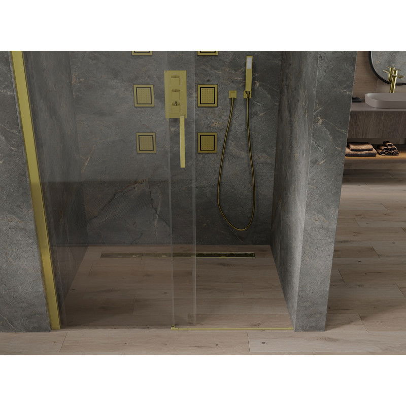 Mexen Omega drzwi prysznicowe rozsuwane 130 cm, transparent, złote - 825-130-000-50-00