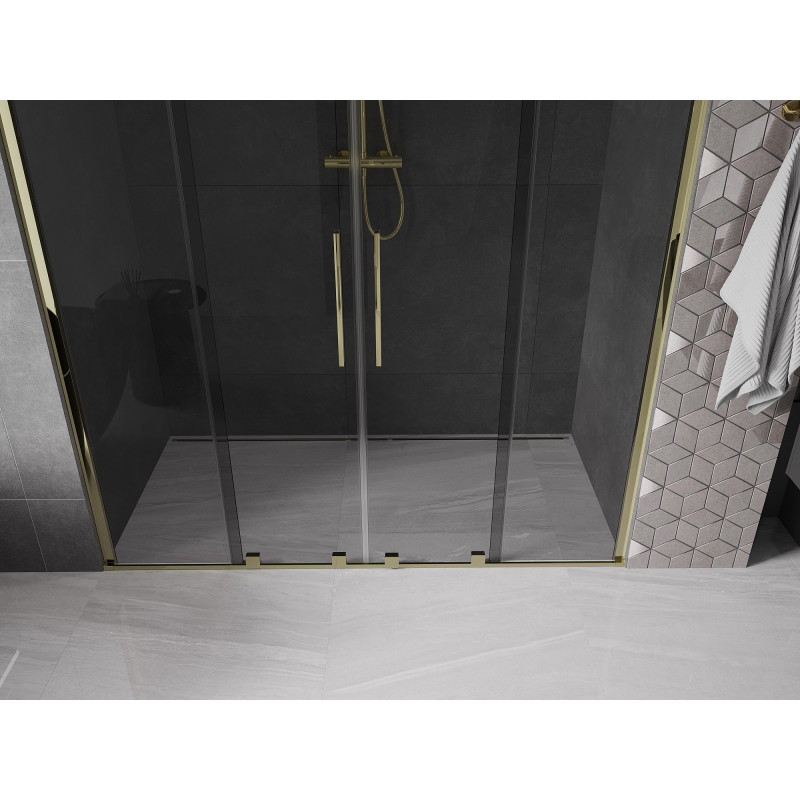 Mexen Velar Duo drzwi prysznicowe rozsuwane 170 cm, grafit, złote - 871-170-000-42-50