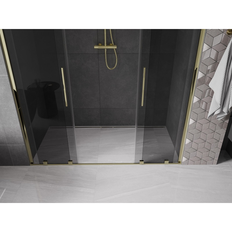 Mexen Velar Duo drzwi prysznicowe rozsuwane 170 cm, grafit, złote - 871-170-000-42-50