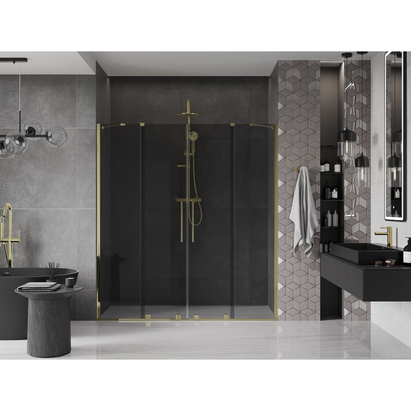 Mexen Velar Duo drzwi prysznicowe rozsuwane 170 cm, grafit, złote - 871-170-000-42-50