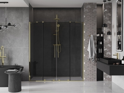 Mexen Velar Duo drzwi prysznicowe rozsuwane 170 cm, grafit, złote - 871-170-000-42-50
