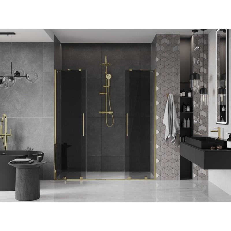 Mexen Velar Duo drzwi prysznicowe rozsuwane 170 cm, grafit, złote - 871-170-000-42-50
