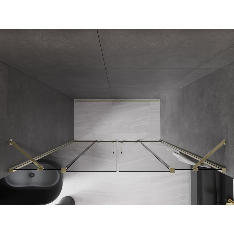 Mexen Velar Duo drzwi prysznicowe rozsuwane 180 cm, grafit, złote - 871-180-000-42-50