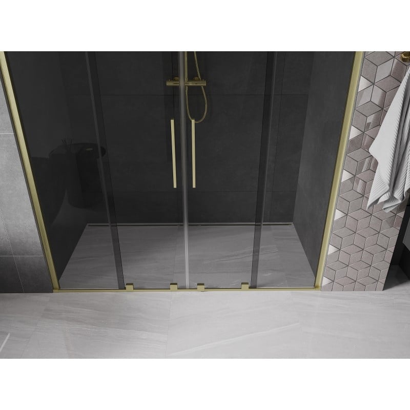 Mexen Velar Duo drzwi prysznicowe rozsuwane 170 cm, grafit, złote szczotkowane - 871-170-000-42-55