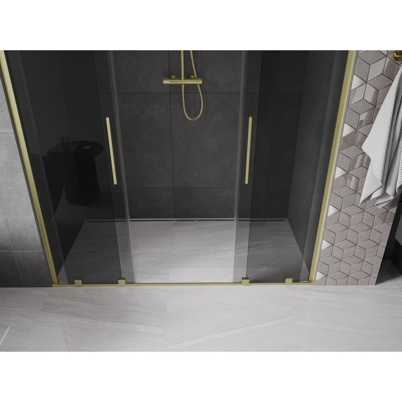 Mexen Velar Duo drzwi prysznicowe rozsuwane 170 cm, grafit, złote szczotkowane - 871-170-000-42-55