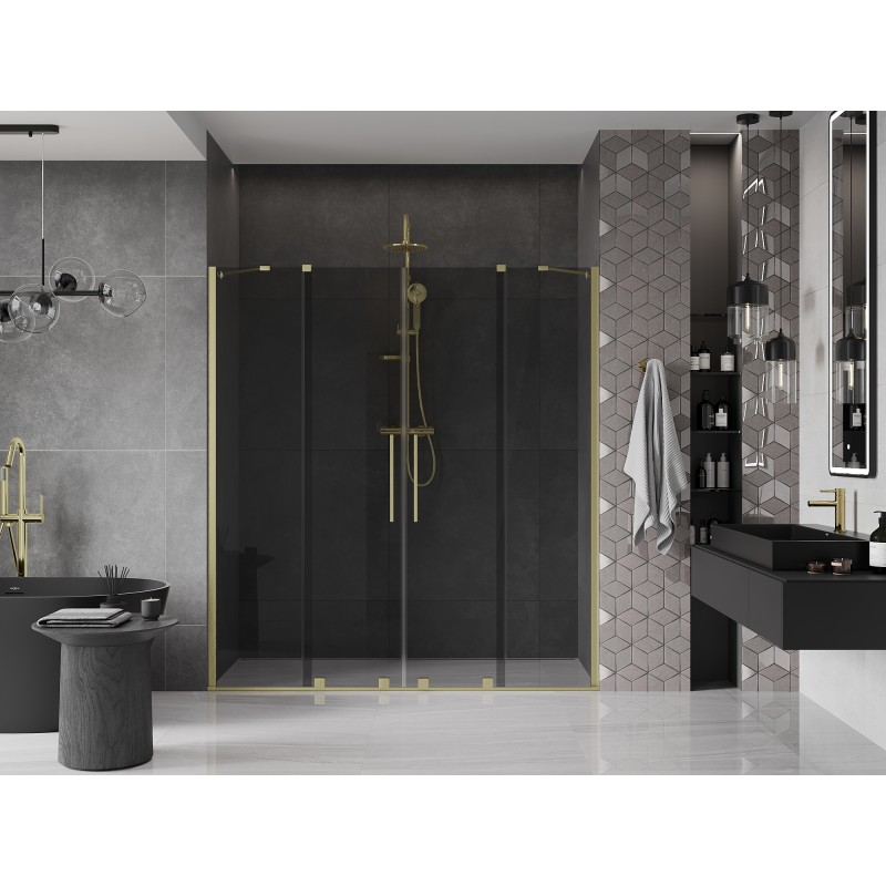 Mexen Velar Duo drzwi prysznicowe rozsuwane 170 cm, grafit, złote szczotkowane - 871-170-000-42-55