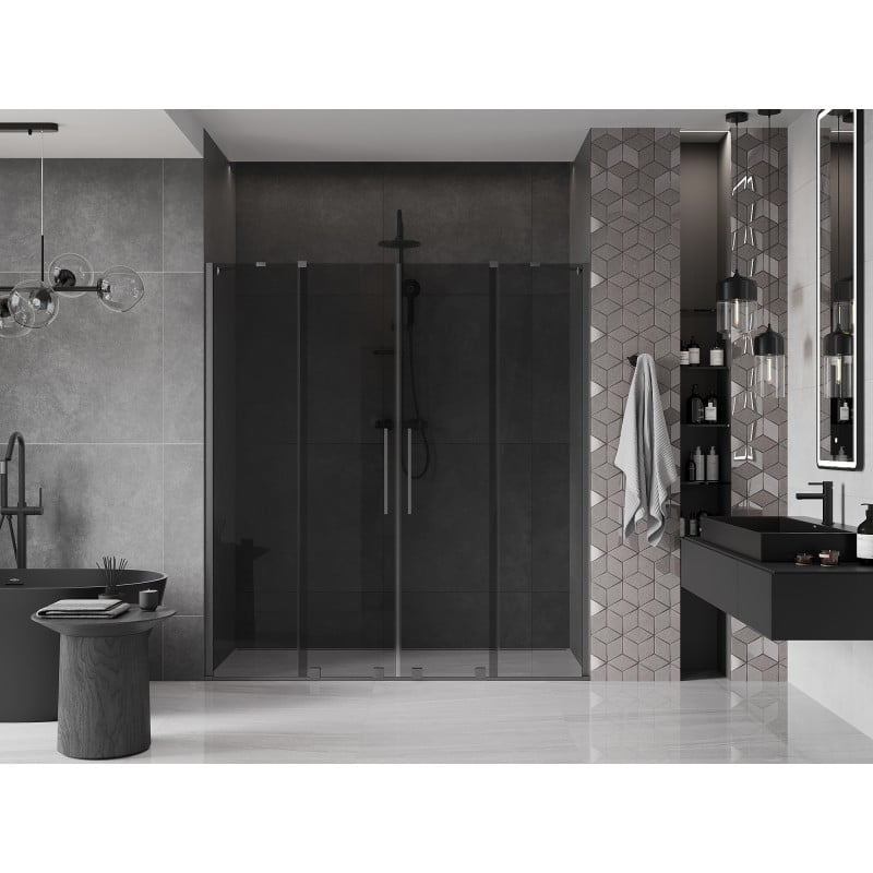 Mexen Velar Duo drzwi prysznicowe rozsuwane 180 cm, grafit, gun gray szczotkowany - 871-180-000-42-66