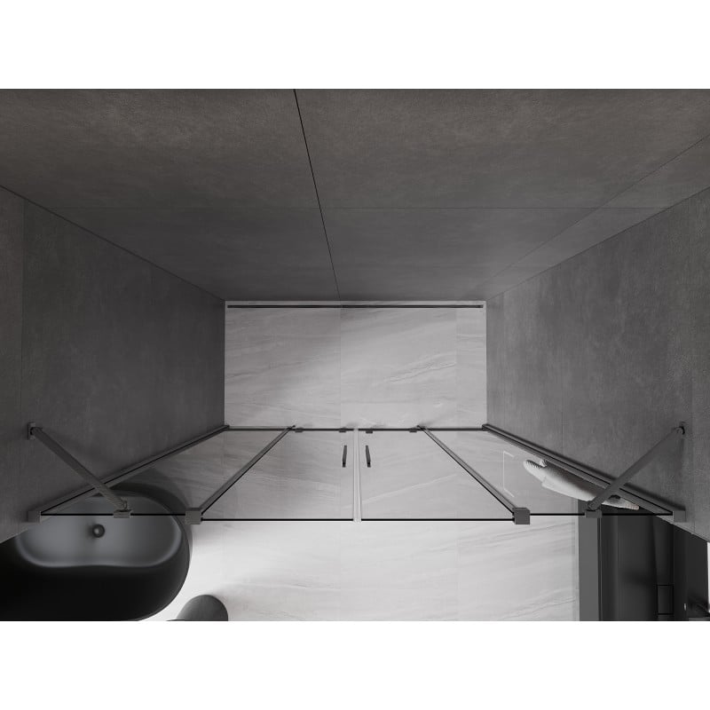 Mexen Velar Duo drzwi prysznicowe rozsuwane 180 cm, grafit, gun gray szczotkowany - 871-180-000-42-66