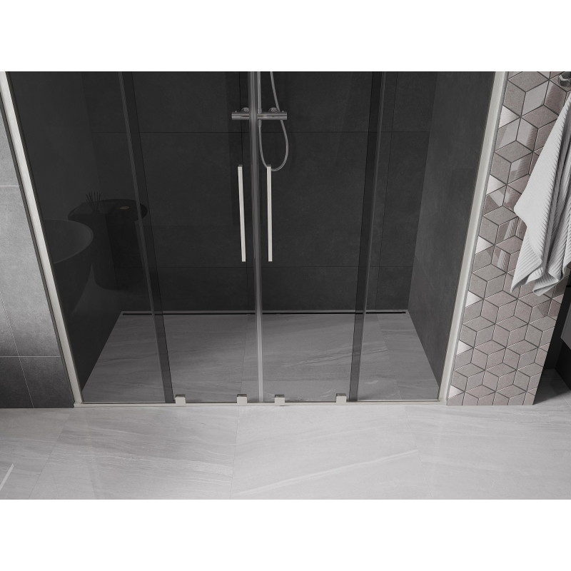 Mexen Velar Duo drzwi prysznicowe rozsuwane 200 cm, grafit, nikiel szczotkowany - 871-200-000-42-97