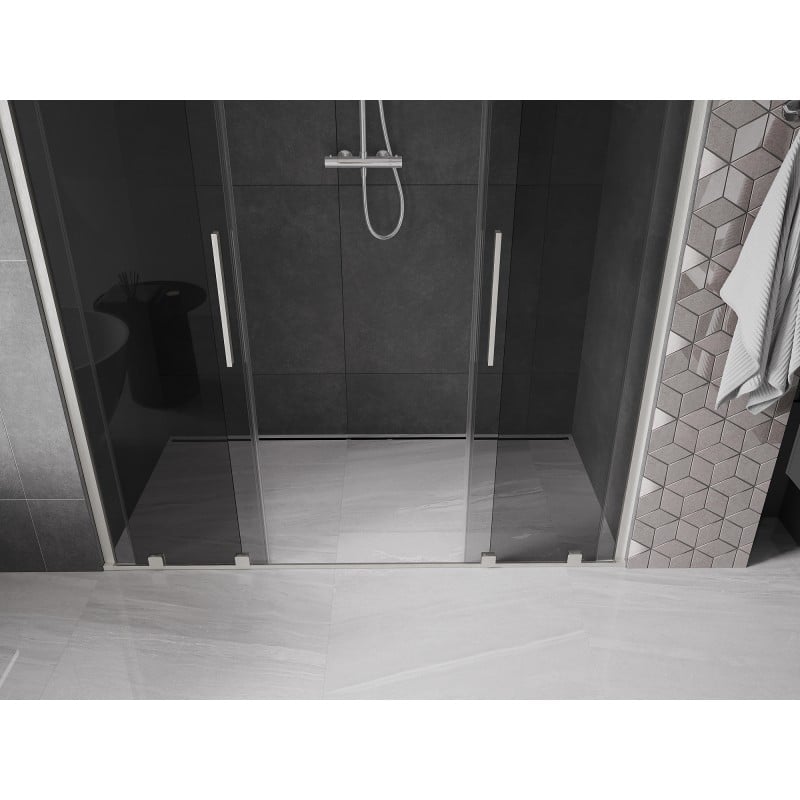 Mexen Velar Duo drzwi prysznicowe rozsuwane 180 cm, grafit, nikiel szczotkowany - 871-180-000-42-97