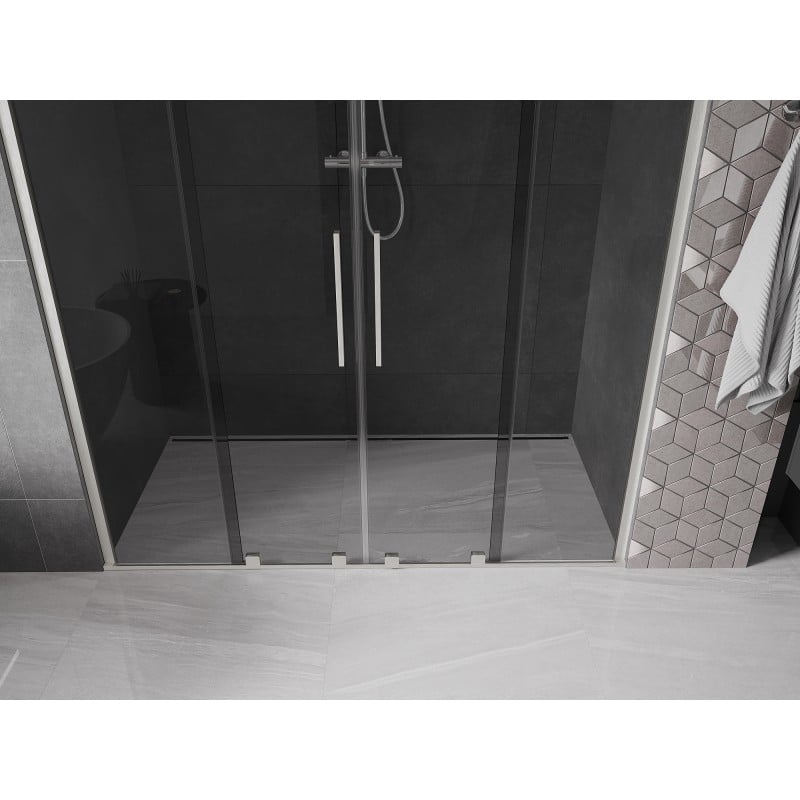 Mexen Velar Duo drzwi prysznicowe rozsuwane 180 cm, grafit, nikiel szczotkowany - 871-180-000-42-97