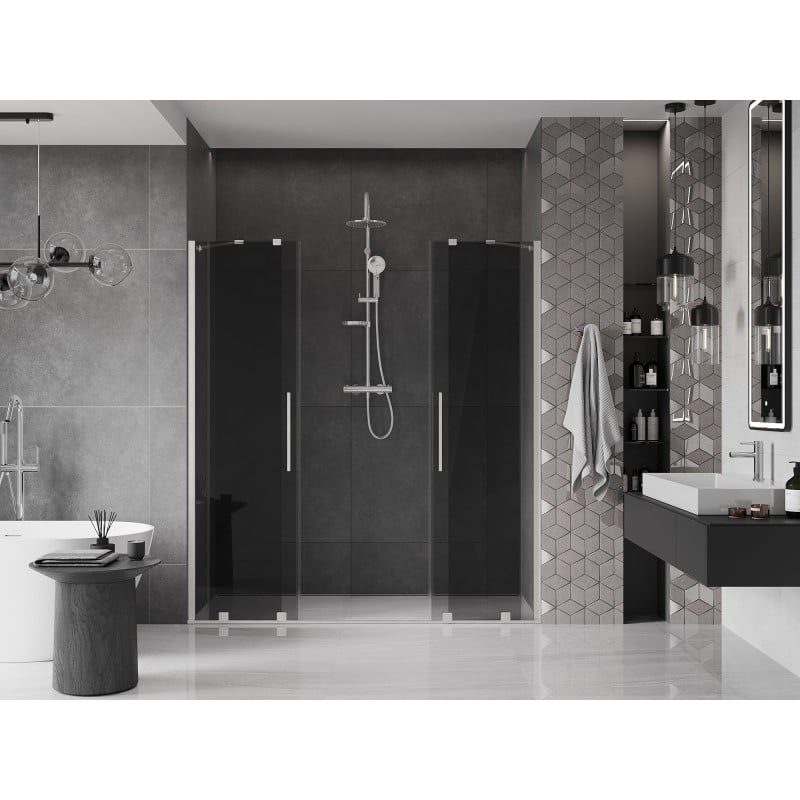 Mexen Velar Duo drzwi prysznicowe rozsuwane 180 cm, grafit, nikiel szczotkowany - 871-180-000-42-97