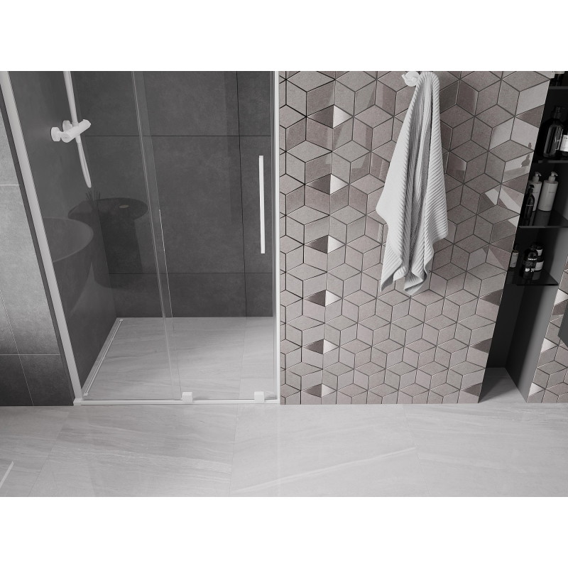Mexen Velar L drzwi prysznicowe rozsuwane 90 cm, transparent, białe - 871-090-003-01-20