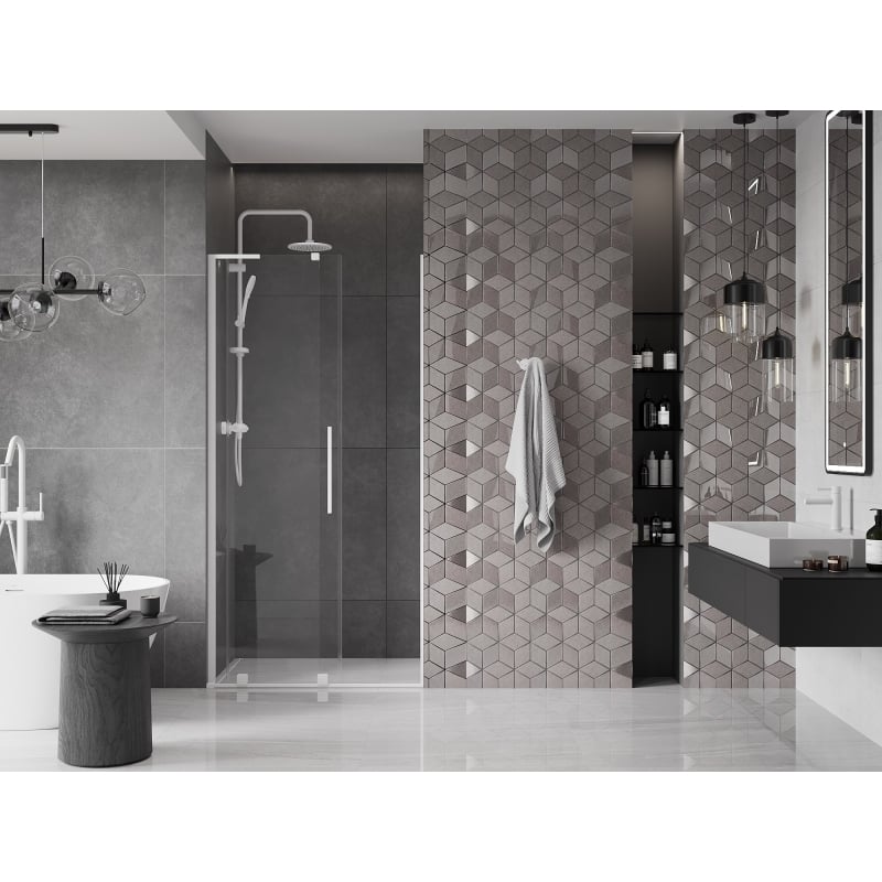 Mexen Velar L drzwi prysznicowe rozsuwane 120 cm, transparent, białe - 871-120-003-01-20