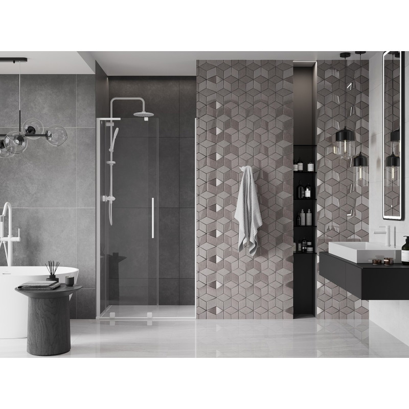 Mexen Velar L drzwi prysznicowe rozsuwane 110 cm, transparent, białe - 871-110-003-01-20