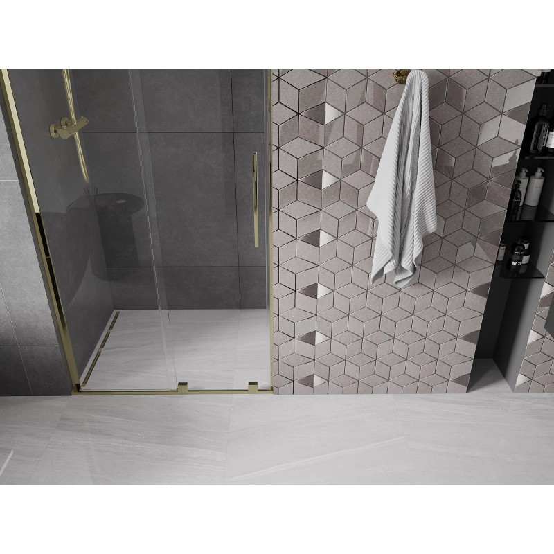 Mexen Velar L drzwi prysznicowe rozsuwane 100 cm, transparent, złote - 871-100-003-01-50