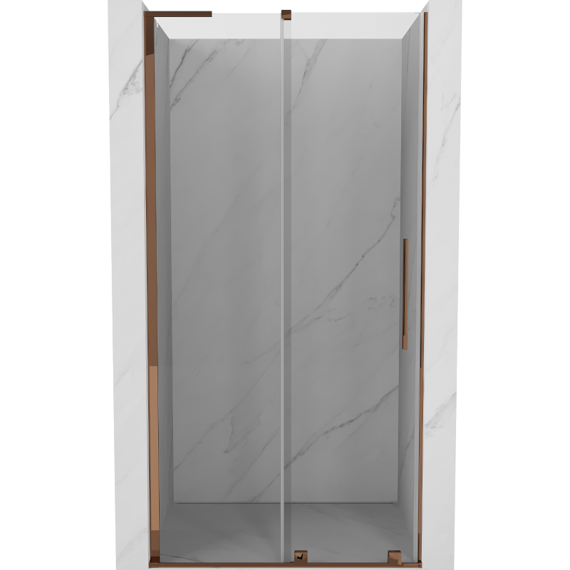 Mexen Velar L drzwi prysznicowe rozsuwane 120 cm, transparent, różowe złoto - 871-120-003-01-60