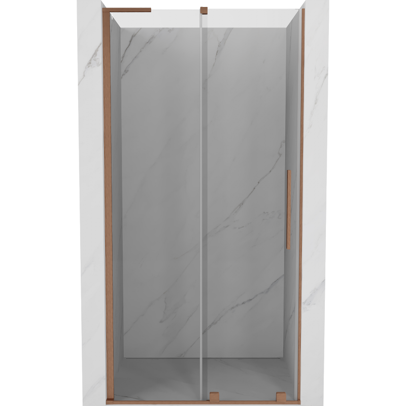 Mexen Velar L drzwi prysznicowe rozsuwane 110 cm, transparent, miedź szczotkowana - 871-110-003-01-65