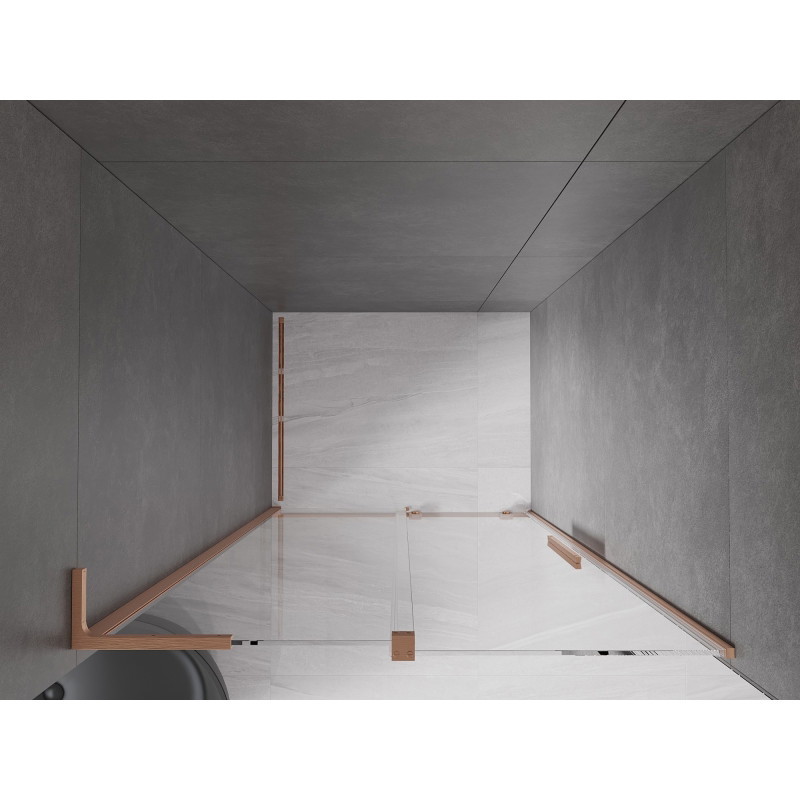 Mexen Velar L drzwi prysznicowe rozsuwane 110 cm, transparent, miedź szczotkowana - 871-110-003-01-65