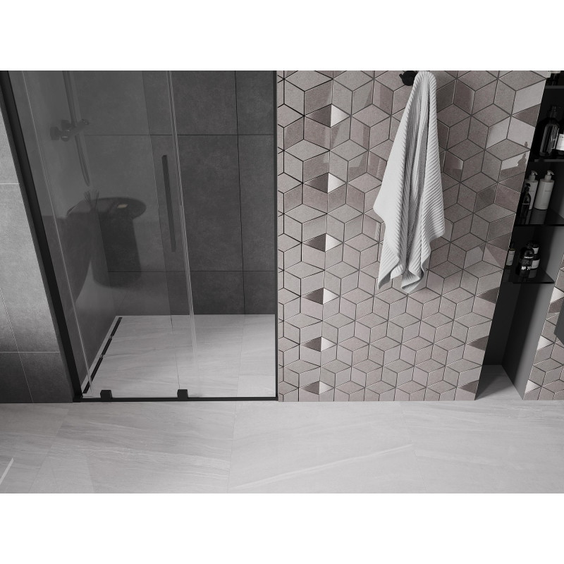 Mexen Velar L drzwi prysznicowe rozsuwane 90 cm, transparent, czarne - 871-090-003-01-70