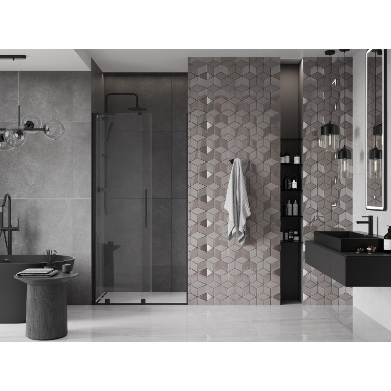 Mexen Velar L drzwi prysznicowe rozsuwane 100 cm, transparent, czarne - 871-100-003-01-70