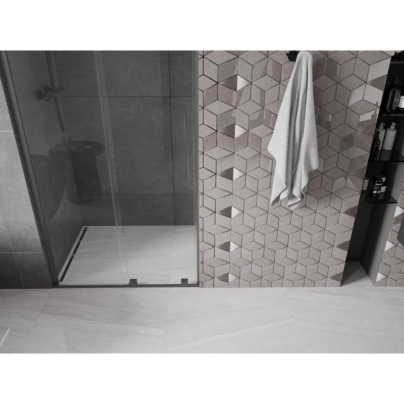 Mexen Velar L drzwi prysznicowe rozsuwane 100 cm, transparent, gun metal - 871-100-003-01-95