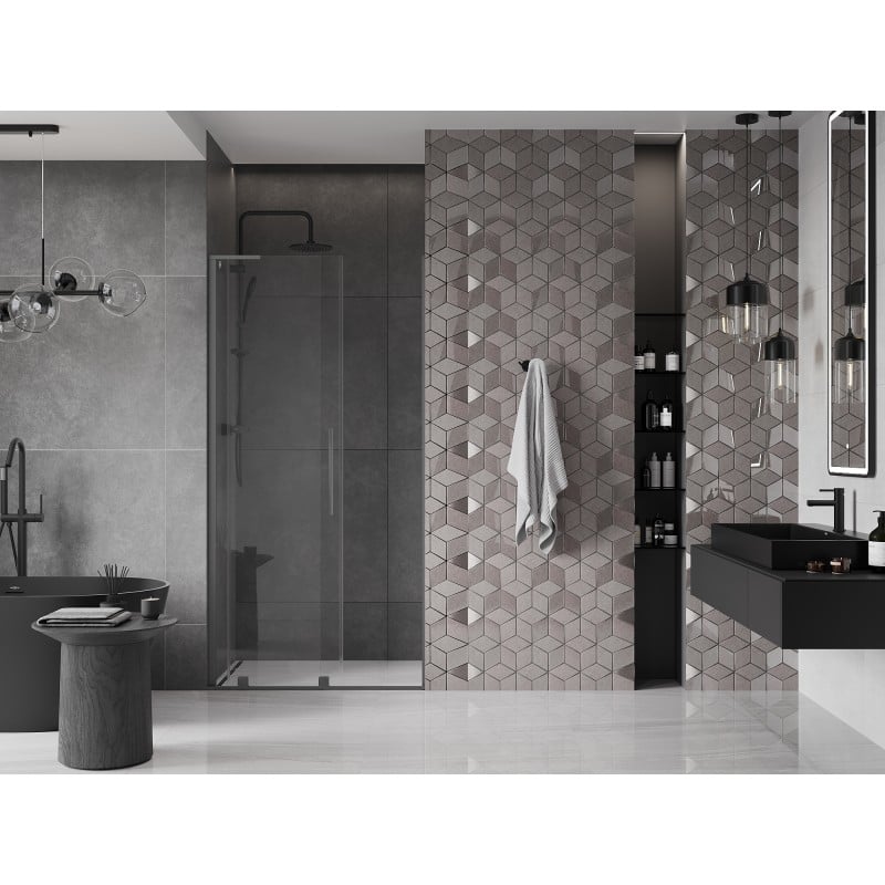 Mexen Velar L drzwi prysznicowe rozsuwane 100 cm, transparent, gun metal - 871-100-003-01-95