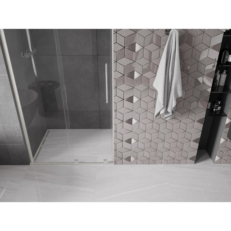 Mexen Velar L drzwi prysznicowe rozsuwane 110 cm, transparent, nikiel szczotkowany - 871-110-003-01-97