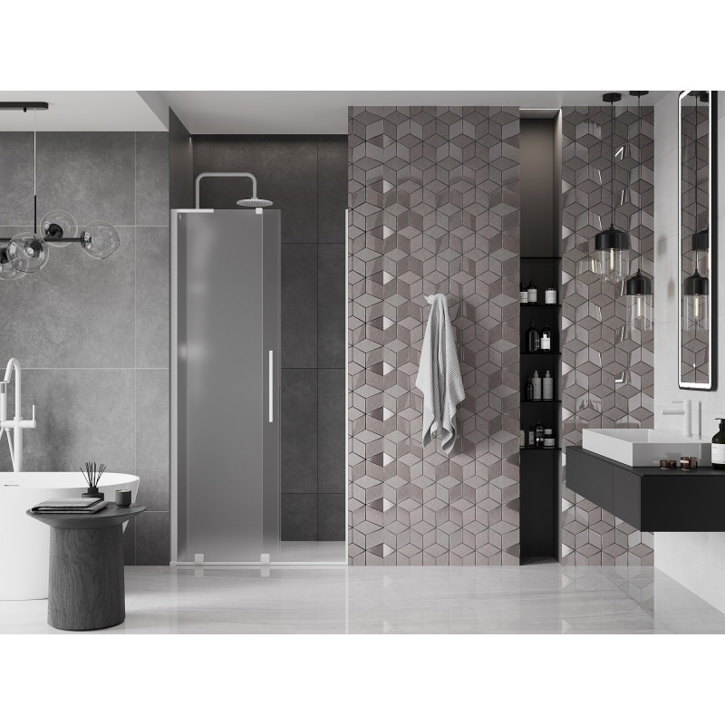 Mexen Velar L drzwi prysznicowe rozsuwane 90 cm, szron, białe - 871-090-003-31-20