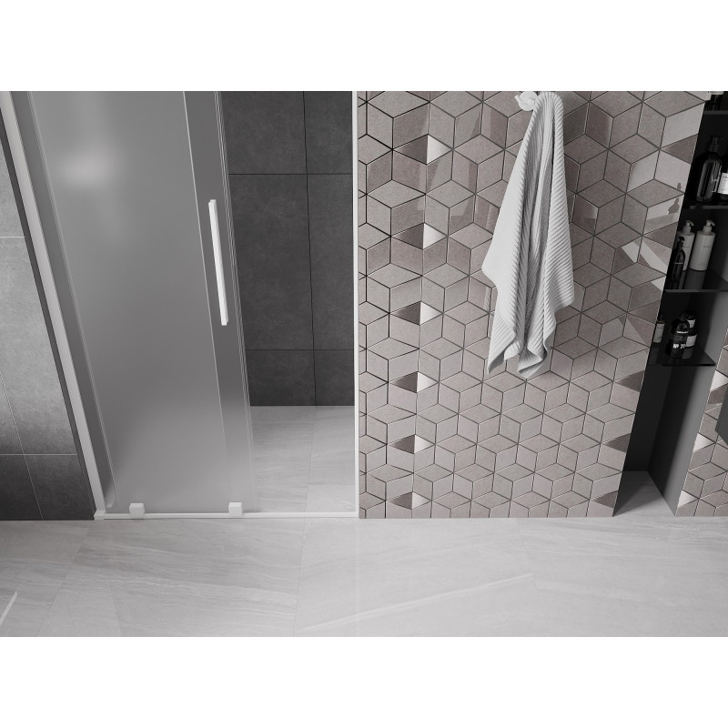 Mexen Velar L drzwi prysznicowe rozsuwane 100 cm, szron, białe - 871-100-003-31-20