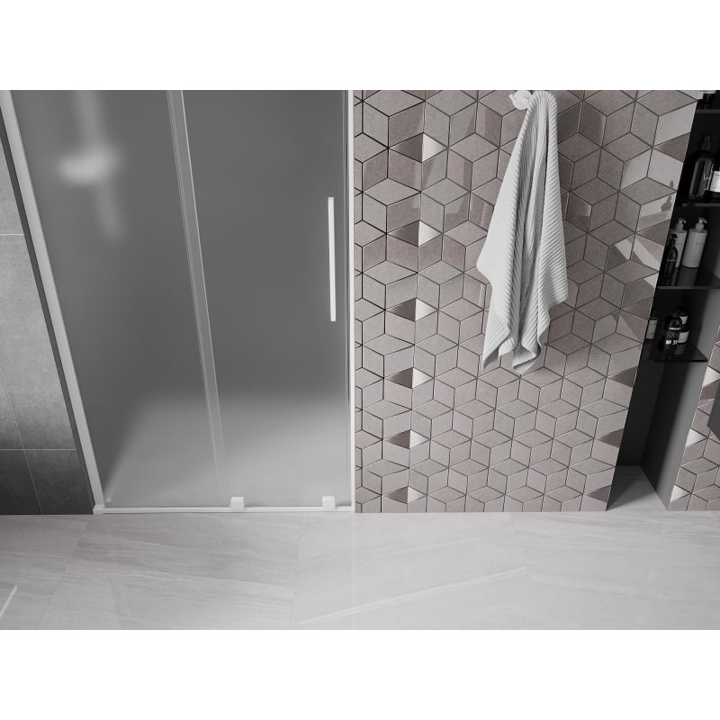 Mexen Velar L drzwi prysznicowe rozsuwane 120 cm, szron, białe - 871-120-003-31-20