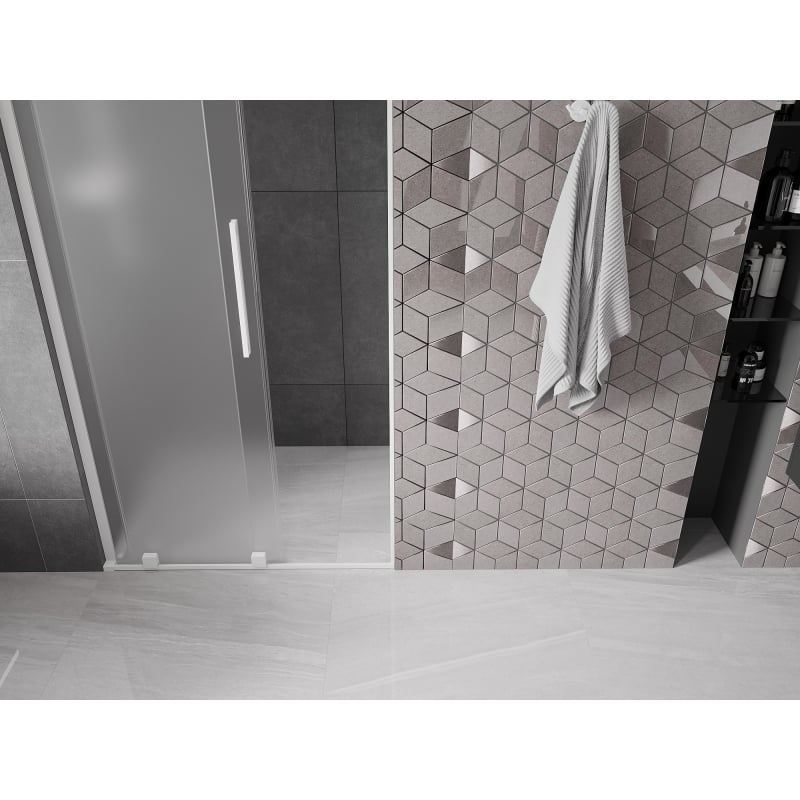 Mexen Velar L drzwi prysznicowe rozsuwane 120 cm, szron, białe - 871-120-003-31-20