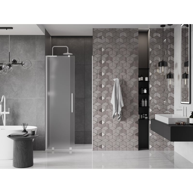 Mexen Velar L drzwi prysznicowe rozsuwane 120 cm, szron, białe - 871-120-003-31-20