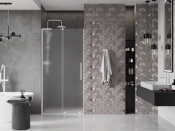 Mexen Velar L drzwi prysznicowe rozsuwane 110 cm, szron, białe - 871-110-003-31-20