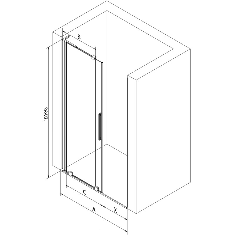 Mexen Velar L drzwi prysznicowe rozsuwane 110 cm, szron, białe - 871-110-003-31-20