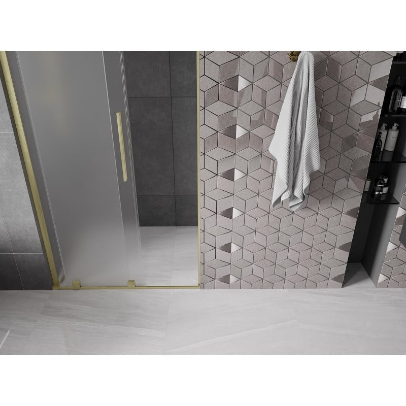 Mexen Velar L drzwi prysznicowe rozsuwane 100 cm, szron, złote szczotkowane - 871-100-003-31-55