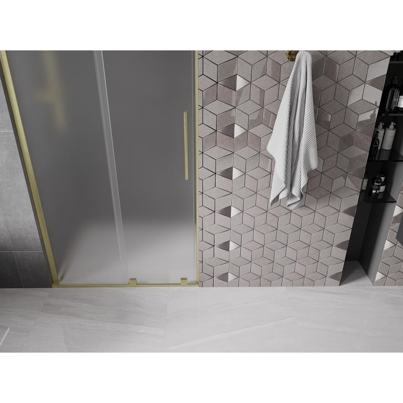 Mexen Velar L drzwi prysznicowe rozsuwane 100 cm, szron, złote szczotkowane - 871-100-003-31-55