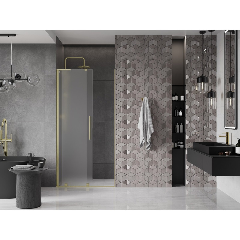 Mexen Velar L drzwi prysznicowe rozsuwane 120 cm, szron, złote szczotkowane - 871-120-003-31-55