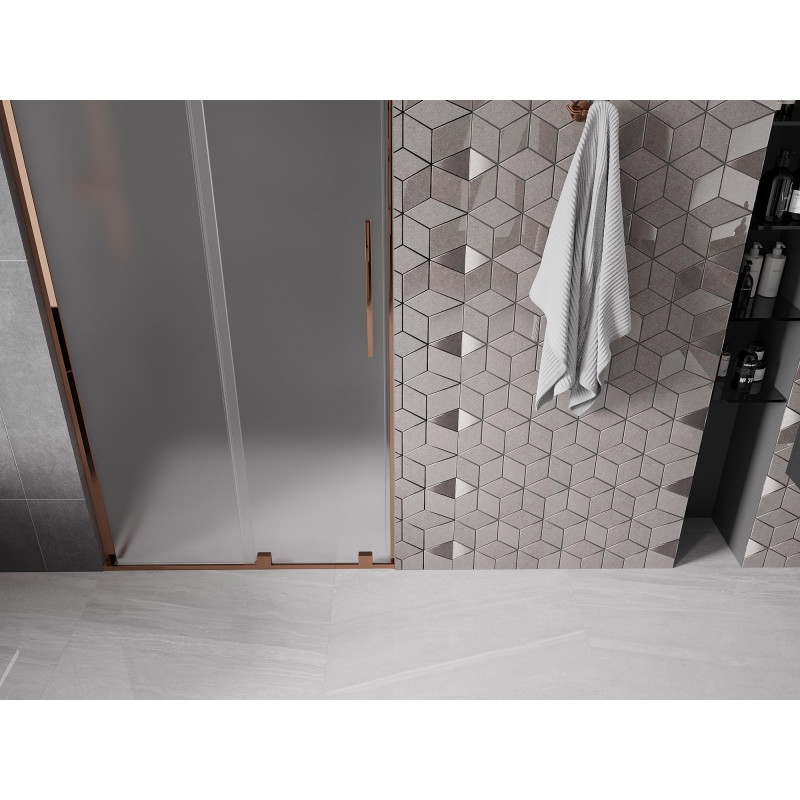 Mexen Velar L drzwi prysznicowe rozsuwane 110 cm, szron, różowe złoto - 871-110-003-31-60