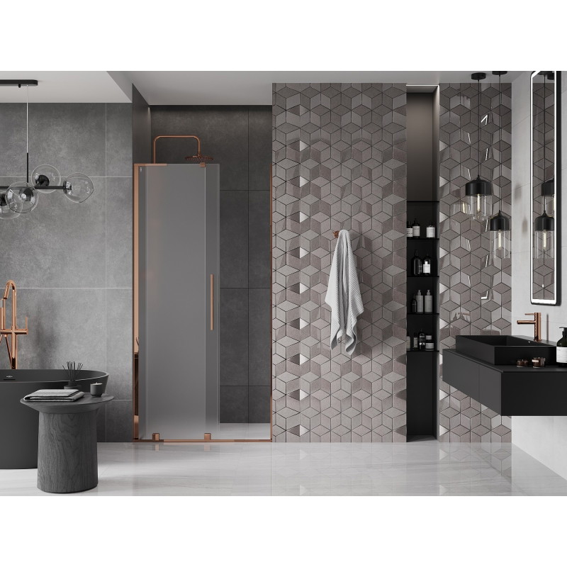 Mexen Velar L drzwi prysznicowe rozsuwane 110 cm, szron, różowe złoto - 871-110-003-31-60