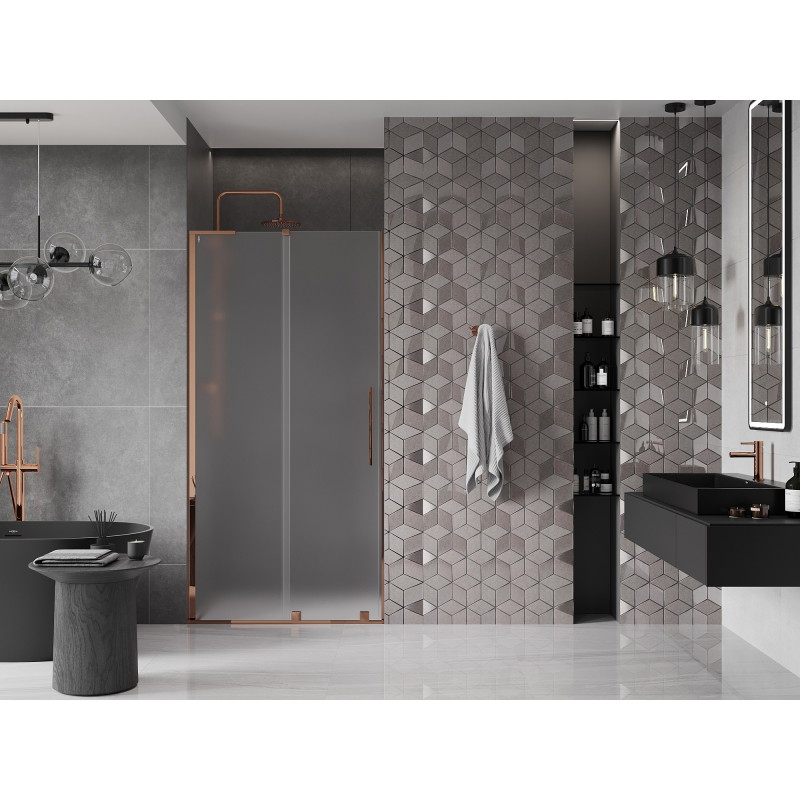 Mexen Velar L drzwi prysznicowe rozsuwane 110 cm, szron, różowe złoto - 871-110-003-31-60