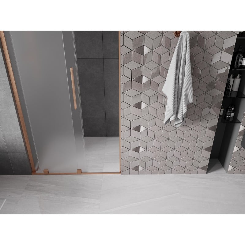 Mexen Velar L drzwi prysznicowe rozsuwane 100 cm, szron, miedź szczotkowana - 871-100-003-31-65