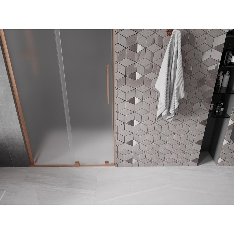 Mexen Velar L drzwi prysznicowe rozsuwane 100 cm, szron, miedź szczotkowana - 871-100-003-31-65